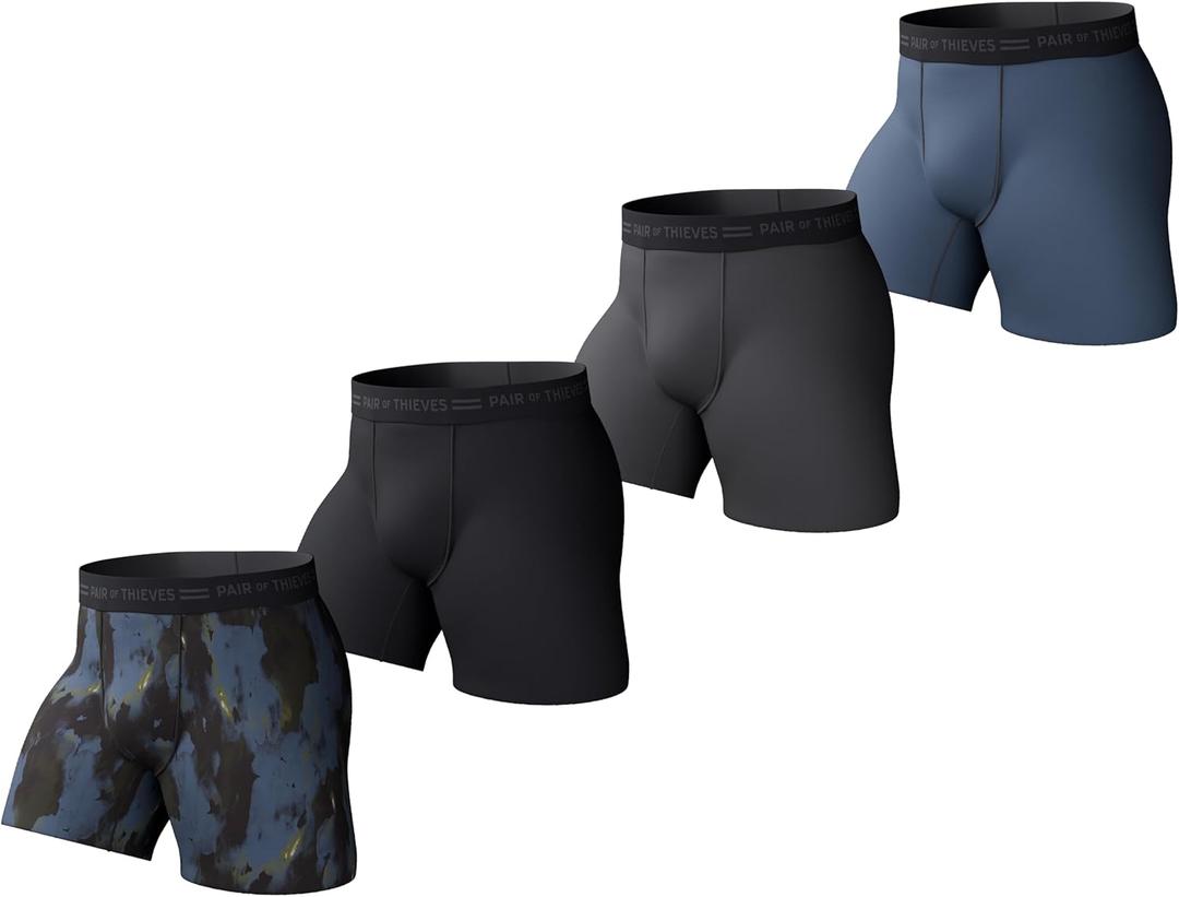 Pair of Thieves Men’s Boxer Briefs - Soft, Breathable Cotton Underwear - 4-Way Stretch, Comfort Waistband, Black/Navy, XL
