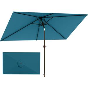 6.5'x10' Rectangular Patio Outdoor Umbrella,Large Coverage with Push-Button Tilt & UV Protection,Sturdy Ribs for Deck,Lawn,Pool,Backyard