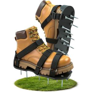 Lawn Aerator Shoes for Lawn, Soil Yard Aerator Tool with Hook & Loop Straps for Effectively Aerating, One Size Fits All Free-Installation Lawn Shoes for Yard Garden Patio Grass (Black)