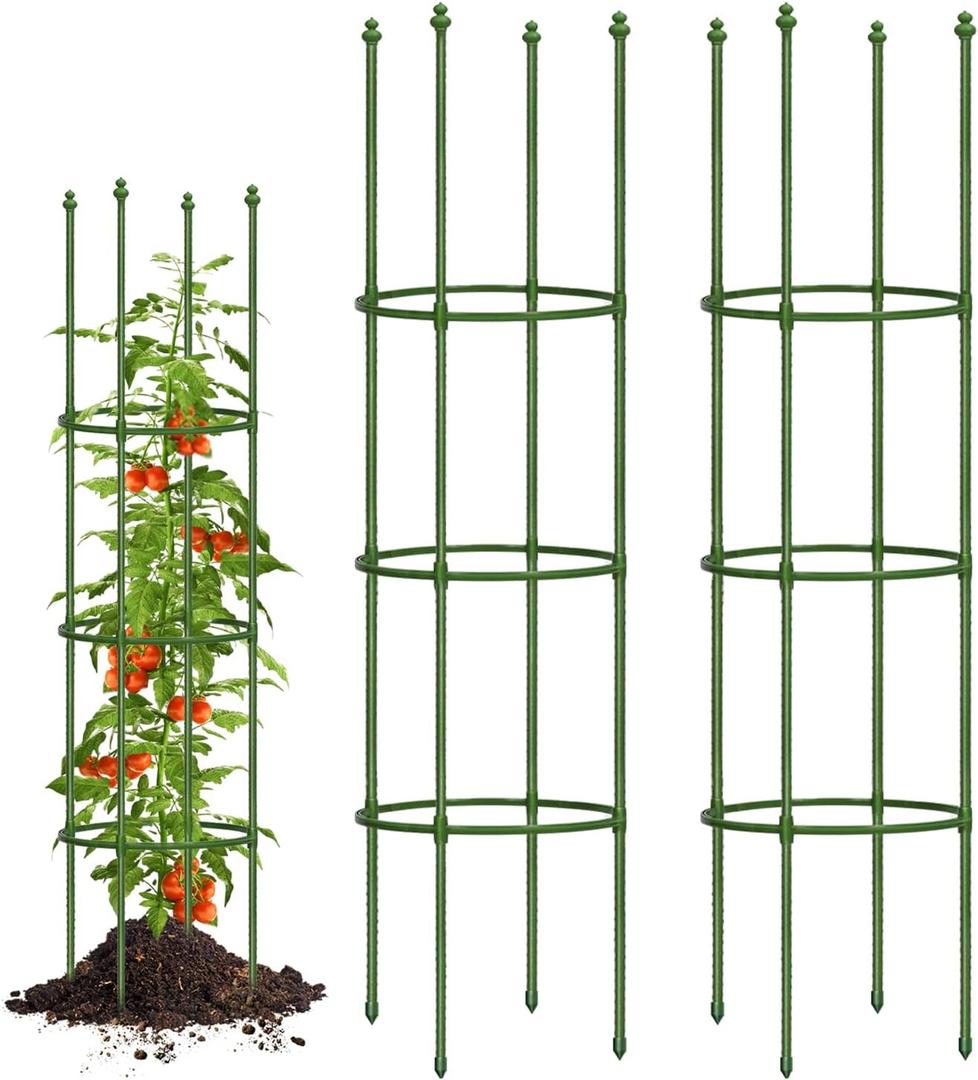 2 Pack Tomato Support Cages, Up to 59 Inch Adjustable Tomato Trellis for Garden & Pots, Garden Trellis for Climbing Plants Outdoor, Plant Trellis for Climbing Vegetables, Flowers, Beans