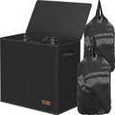 Simple Houseware Double Laundry Hamper with Lid and Removable Bags, Black, 23"L x 13"W x 22.75"H