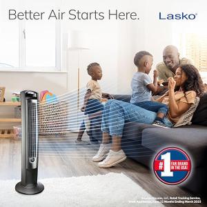 Lasko Oscillating Tower Fan with Remote, Quiet Floor Fans for Bedroom, 42", Silver T42951