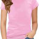 Floral Find Girls Raw Cut Cap Sleeve Tee Summer Boat Neck Lightweight Tops Cute Basic T-Shirts, Pink, 12-13Y