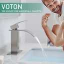 VOTON Bathroom Faucets Brushed Nickel Waterfall Bathroom Sink Faucet Modern Single Handle Bathroom Faucet for 1 or 3 Holes with Deck Plate