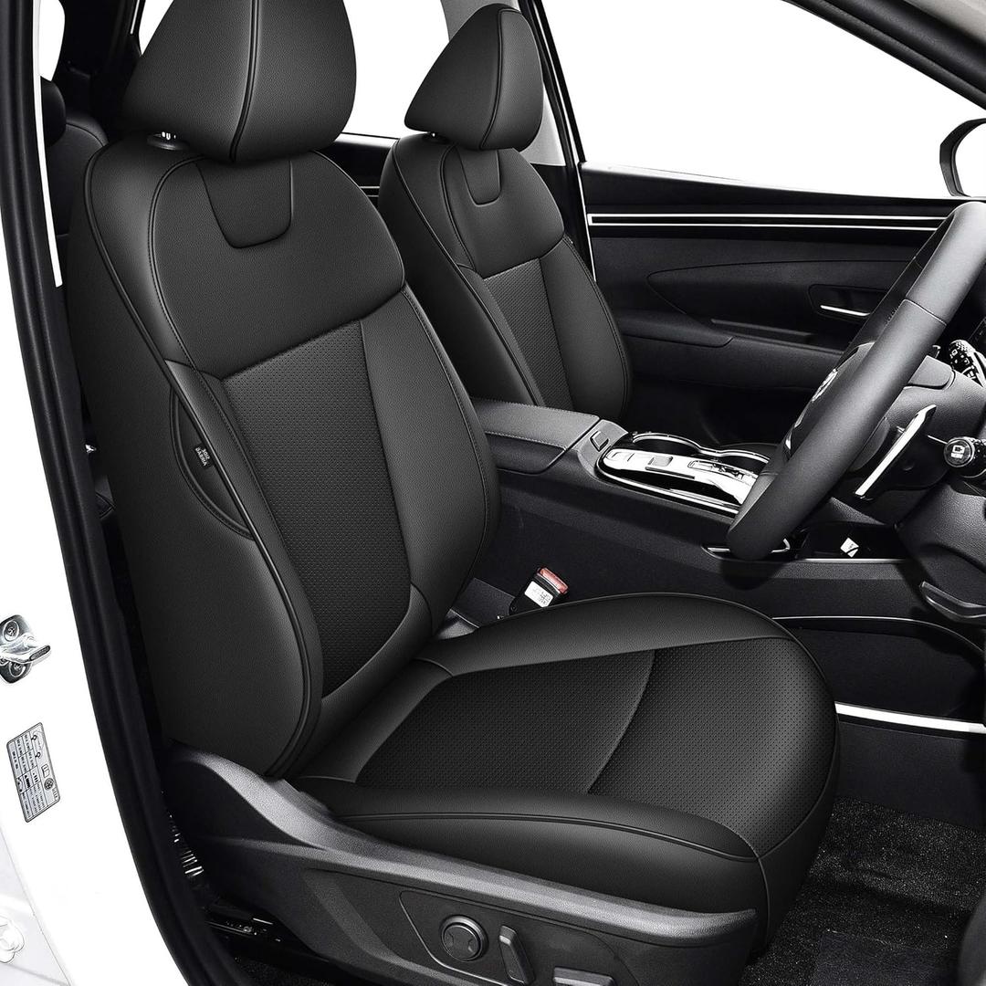 TTX LIGHTING Custom Fit Seat Covers for Hyundai Tucson 2022 2023 2024 XRT,SE,SEL,N Line,Limited - Faux Leather Full Set Compatible Airbag Car Seat Protector BlackNot for Hybrid