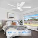 POCHFAN 42 Inch White Ceiling Fans with Lights and Remote, Flush Mount Low Profile Ceiling Fan for Bedroom, Living Room, Patio, Dimmable 6 Speeds Noiseless Reversible, ETL Listed