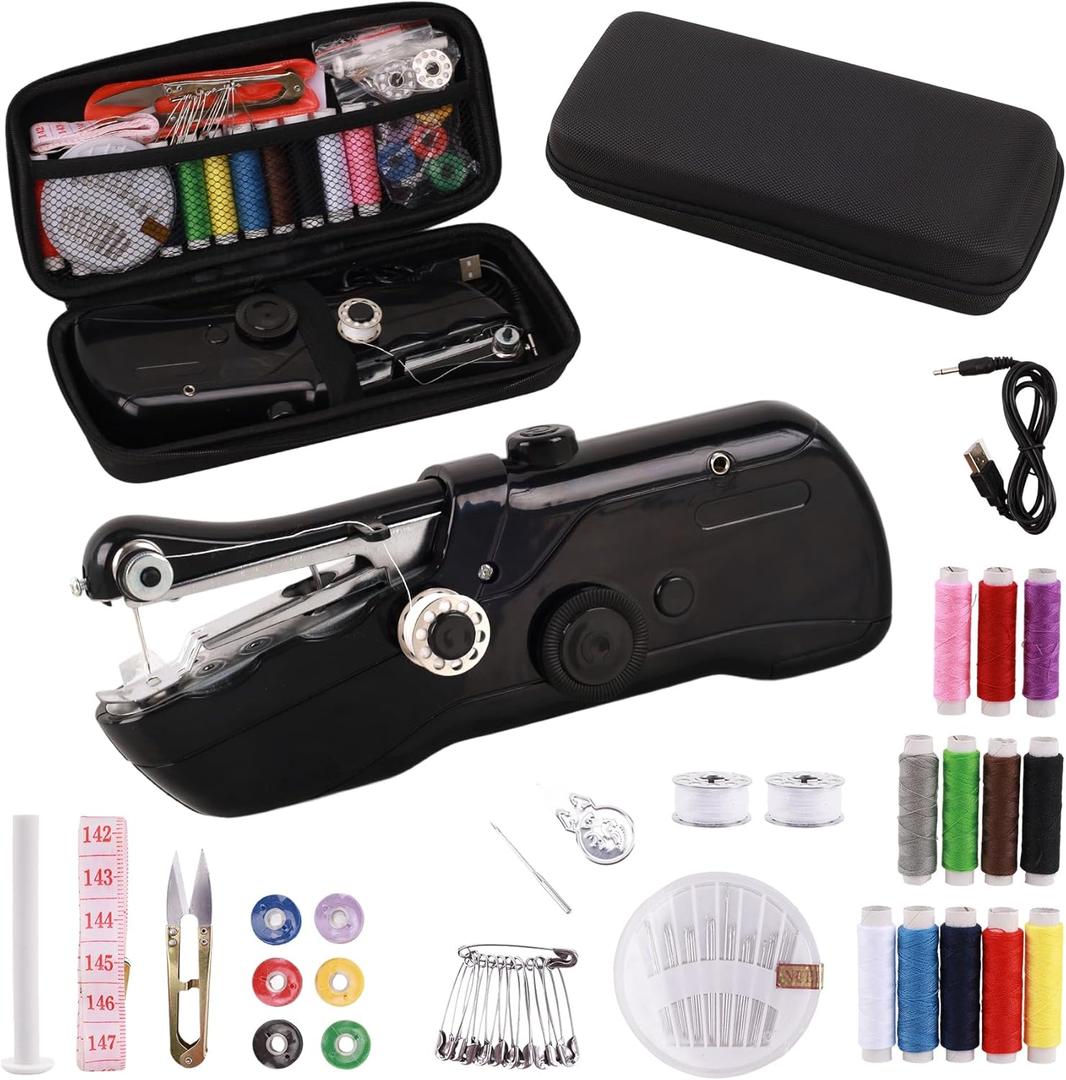 Handheld Sewing Machine, Easy to Use Portable Electric Mini Sewing Machines Comes with a Complete Kit and a Storage Sewing Bag, Suitable for Home, Travel and DIY