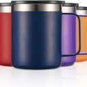 12oz Stainless Steel Insulated Coffee Mug with Handle, Double Wall Vacuum Travel Mug, Tumbler Cup with Sliding Lid, Navy