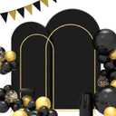 Gawicpy Wedding Arch Backdrop Stand Set Metal Arch Backdrop Stand with Wedding Arch Cover, Wedding Balloon Arch Backdrop Stand for Birthday, Baby Shower, Anniversary (Black, 4FT+5FT+6FT)