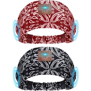2-Pack Sleeping Headphones, Ultra-Thin HD Stereo Speaker, Bluetooth Headband for Sports, Workouts, Insomnia, Yoga, Air Travel, Meditation - Pattern Black & Pattern Red