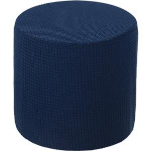 Uxcell Ottomen Cover Round, Stretch Ottomen Slipcover Fit Diameter 9.8"-12.6", Non-Slip Footstool Protector Cover for Bedroom Navy Blue