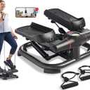Sunny Health & Fitness 2-in-1 Power Stepper, Medium, 400 lb Weight Capacity, Resistance Bands, Height-Adjustable, Low-Impact Cardio, Bluetooth + SunnyFit App, SF-S021054