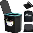 Upgrade XL Portable Toilet for Adults, Extra Large Portable Travel Folding Toilet, Camping Tall Toilets with Lid for Adults and Kids Compact Potty for Car, Hiking, Beach and Camping (Dark black)