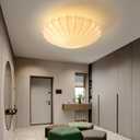 ziidoo 3-Light Semi Flush Mount Ceiling Light,23.6in White Imitation Silk Wabi Sabi Round Lantern 3000K Modern Close to Ceiling Light fixtures for Bedroom Living Room Entryway Hallway