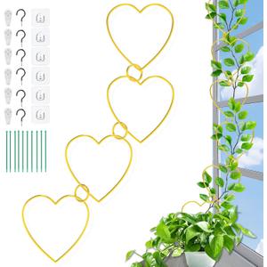 20 Pcs Chain Trellis for Climbing Plants Indoor Outdoor, Plant Trellis, Garden Plant Wall Trellis, Vine Support Houseplant Accessories for Monstera, Pothos, Ivy, Climbing Plants (Gold Heart)