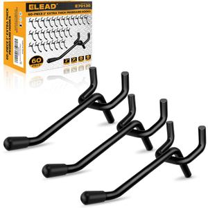 ELEAD 60-Piece 2 Inch Extra Thick Pegboard Hooks, Heavy Duty Peg Board Organizer Accessories, Peg Board Tool Hangers Fit for 1/4" Pegboard Hanging Tools Garage, Workshop, and Craft Storage