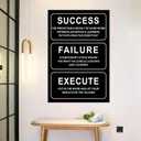 Motivational Canvas Wall Art Inspirational Entrepreneurs Quote Poster Inspiring Success Failure Execute Motto Picture Print for Living Room Office Workplace Stretched and Framed [24''W x 36''H]