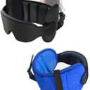 Travel Pillows for Airplanes, Airplane Pillow with 3D Eye Mask for Sleeping, 360° Support Headrest for Long Flight, Road Trip, Stop Bobblehead Travel Essential Airplane Sleep Head Strap, Blue