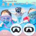 Kids Swim Goggles Mask with Nose Cover 3-16, Unique Frame Design 180 Clear View Tempered Glass No Leak for Pool Beach