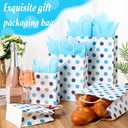 Humyoun 12 Pcs Party Gift Bag with Tissue Paper 6.5" 9.6" 13" Treat Bag for New Year Valentine's Day Easter Graduation Birthday Baby Shower Wedding Party Supplies(Blue Dots)