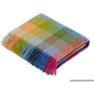 Moon Wool Plaid Throw Blanket, Pure New Wool, Harlequin Tutti Fruitti, Made in UK