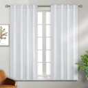 BGment White Curtains 45 inch for Bedroom - 38 x 45 inch Rod Pocket and Back Tab Thermal Insulated Room Darkening Curtains for Living Room, 2 Panels Set, Greyish White (38"W x 45"L (Pack of 2))