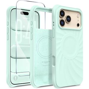 Magnetic for iPhone 17 Pro Case 6.3", Compatible with MagSafe, [Integrated Silicone Camera Control Cover] [Screen Protector], 2X MIL-STD Drop Protection Case for iPhone 17 Pro, Mint Green