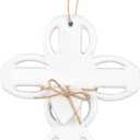 Mud Pie Scalloped Ceramic Cross, Medium. 8" x 4"