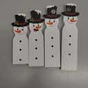 Christmas Snowman Decorations Indoor, Wooden Snowman Block Merry Christmas Sign, Let It Snow Winter Xmas Decor, Cute Xmas Tiered Tray Decorations Table Centerpiece for Mantel Home Holiday Decor