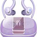 Wireless Earbuds Bluetooth 5.3 Headphones Sports, 48H Earphone with ENC Mic, Stereo Deep Bass Bluetooth Earbuds with Secure Earhooks, LED Display, IPX7 Waterproof Over Ear Buds for Running/Gym Purple