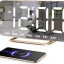 Slim LED Digital Alarm Clock, Mirror Surface for Makeup, with Diming, Large Display, Easy Setting, USB Charger Ports, Modern Bedroom, Desk, Office Living Room Decor, Christmas Birthday for Women Girl (Gold)