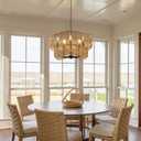 19.68" Large Rattan Chandelier, 5-Light Hand Woven Pendant Light Fixture, Farmhouse Boho Chandeliers, Adjustable Wicker Hanging Ceiling Lamp for Kitchen Bedroom Living Room Hallway Foyer