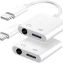 Seulliya USB C to 3.5mm Headphone Jack and Charger Adapter, 2-in-1 Audio & Fast Charging Splitter for Apple iPhone 17/16/15/Pro/Pro Max, iPad, Samsung, Pixel, and More 2Pack (White)