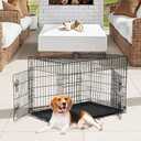 FDW Dog Crate Dog Kennel Cage with Double Door,36 inch Folding Metal Wire Dog Cage with Removable Tray&Divider Panel,Pet Crate for Medium Dogs,Black