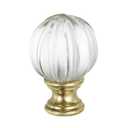 PATIKIL 1/4-27 Lamp Finial Cap for Lampshade Harp Top, Cap Nut Screw Cap Knob Clear Pumpkin Ball Shaped Crystal Lamp Shade Decoration for Table Floor Lamp, Gold Tone (29mm)