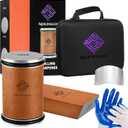 Rolling Knife Sharpener Multi Angle Tool w/Diamond & Ceramic Discs #1000/#3000, tumbler knife sharpener having Finger Guard, Gloves & Travel Bag