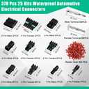 Reginary 370 Pcs 25 Kits Weather Pack Connectors Kit 1/2/3/4/6 Pin Waterproof Automotive Electrical Connectors 22-14AWG with Terminal and Removal Tool Kit Ratcheting Crimper Pliers Rubber Seal