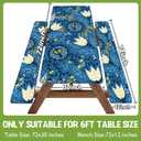 Picnic Table Cover with Bench Covers Waterproof Elastic Rectangle Tablecloth Camping Essentials Supplies Rv Car Travel Gear Must Haves Accessories Fitted Table Cloth Outdoor Road Trip Camper Gifts 6ft