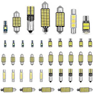 42 Pieces Car LED Dome Interior Light Kits, 28mm/31mm/36mm/41mm/BA9S/T5/T10 Bulb Kit, Car Dome Map Dash Door Trunk Indicator Light Cargo Door Courtesy License Plate (White)