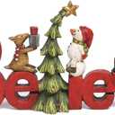 Newman House Studio Believe Sign Christmas Decor Tabletop - Christmas Holiday Figurine Christmas Decorations 8.5 * 1.5 * 4 Inch