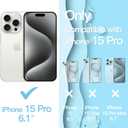 JETech Cute Case for iPhone 15 Pro 6.1-Inch, Wave Frame Curly Shape Shockproof Phone Cover for Women and Girls, Clear Hard PC Back (Blue)