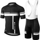 INBIKE Cycling Jersey Mens Set Reflective Breathable Biking Outfit Quick-Dry Bib Bicycle Jersey with 3D Padded Shorts, Size S