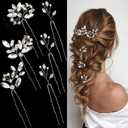 6 Pieces Bride Hair Pins Rhinestones Hair Accessories for Women Crystal Wedding Hair Piece for Bride Women Girls Bridesmaids(Silver)