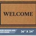Barnyard Designs Natural Coco Coir Heavy Duty Backing Doormat - Large Cute Non-Slip Front Door Welcome Mat for Outside Entrance or Porch Entry, Brown (24x36, Welcome) (2' x 3' (Rectangular))