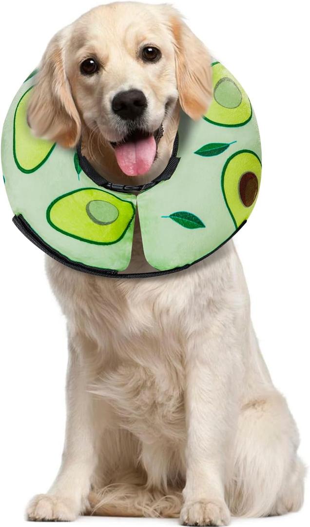 MIDOG Inflatable Dog Cone Alternative for After Surgery - Soft Protective Donut Collar Prevents Licking, Comfortable Recovery E-Collar Alternative for   Dogs (Avocado,L) 