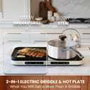 AEWHALE Countertop Double Burners with Removable Griddle Pan Non-stick,1200W+600W Electric Hot Plate with Sensor Touch for Adjustable Temperature/Time