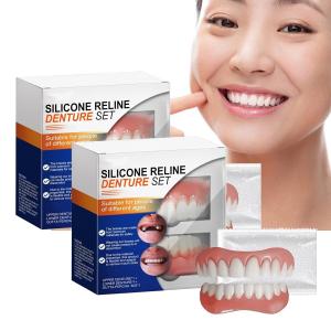 Silicone Reline Denture Set, Denture Silicone Reline Kit for Men and Women, Upper and Lower Denture Reline Kit is Suitable for securing Upper and Lower Tooth (2 Pcs)