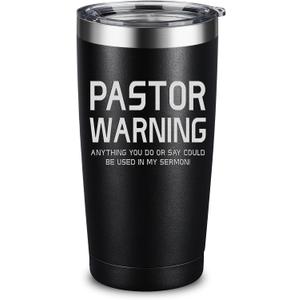 ARIABLE Pastor Warning Anything You Do or Say Could Be Used In Sermon 20 Ounce Black Vacuum Insulated Tumbler Funny Stainless Steel Drinkware Preacher Minister Appreciation Ordination Christmas Gifts