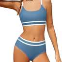 Girls Swimsuit Double Strap High Waist Sporty Bikini Swimsuits Swim Cover,13-14 Y