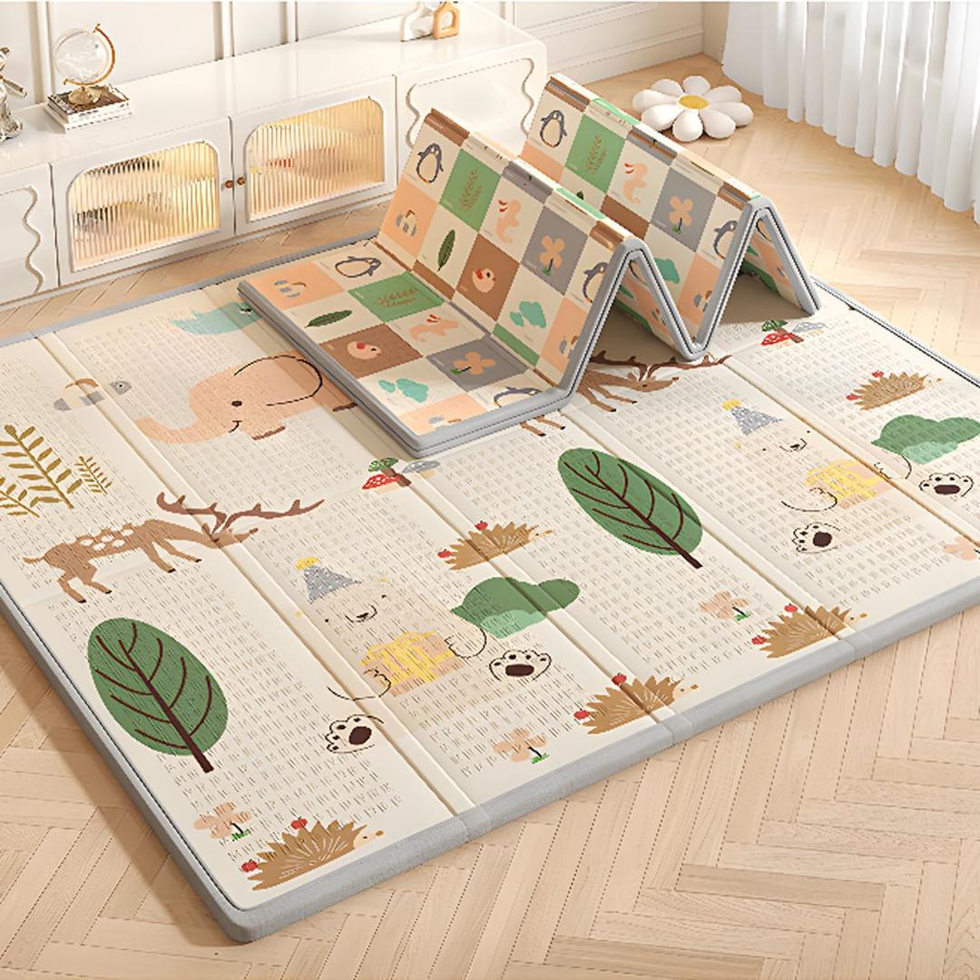 Foam Baby Play Mat Large,Double Side,Foldable Activity Playmat,Kids Large Crawling Soft Blanket,Waterproof,Non-Slip,Toddlers Babies,Playpen F Outdoor Indoor(180 * 160 * 2cm,A)